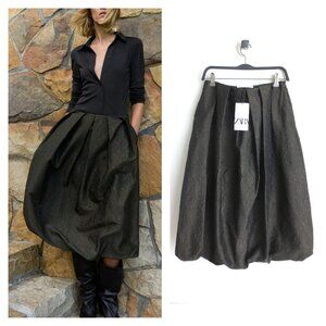 NWT ZARA ZW COLLECTION VOLUMINOUS BALLOON JACQUARD SKIRT Sz-S/L